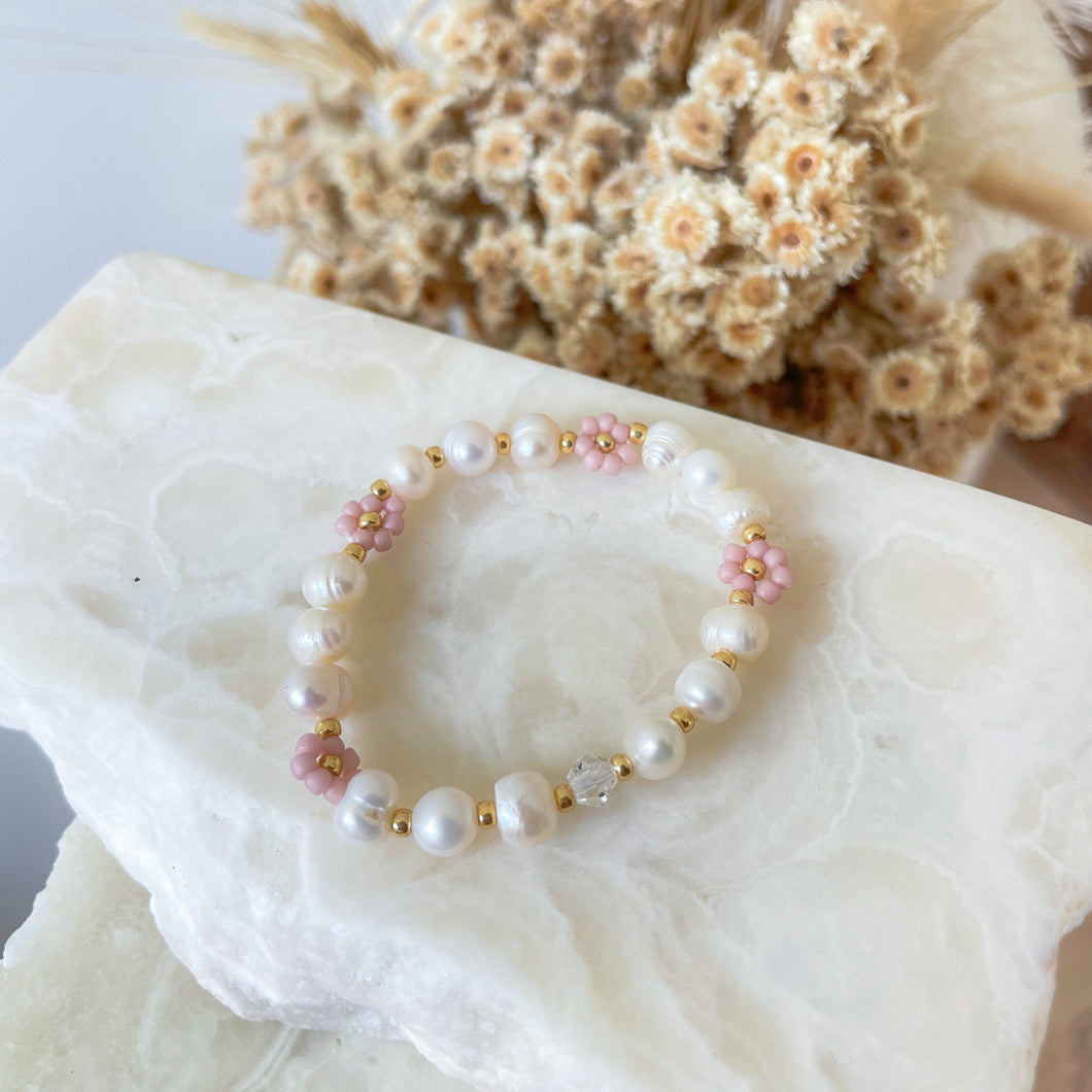 Pearl & Lilac Daisy Bracelet - Toddler