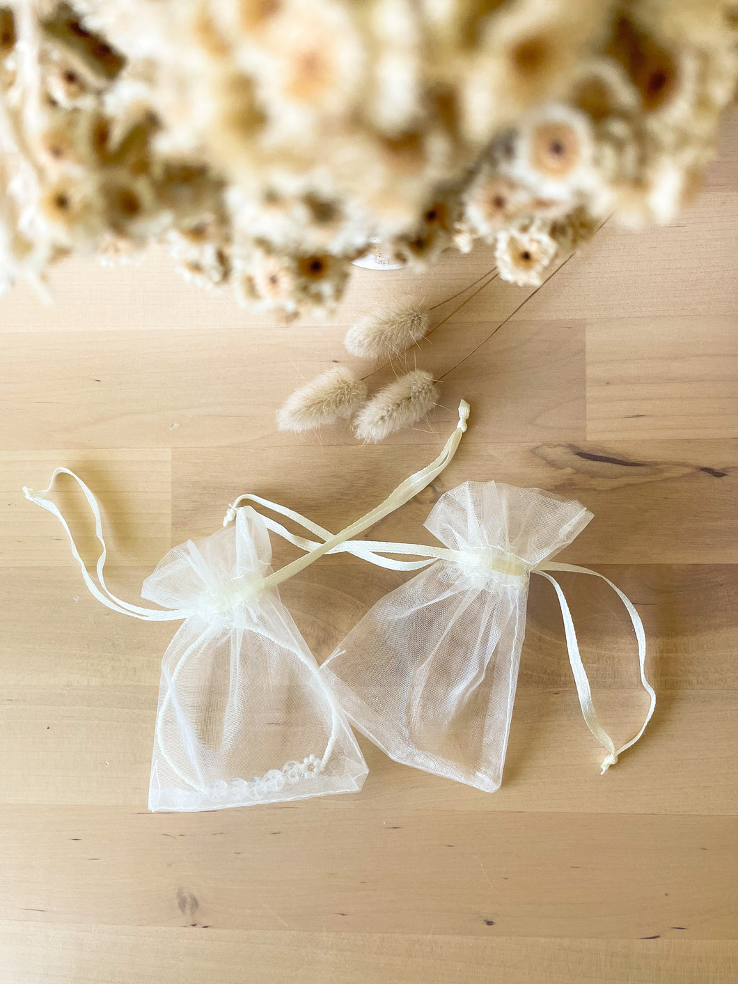 Cream Drawstring Pouch